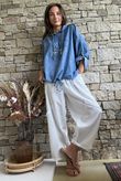 Rustic Nature Linen Blend Hippie Shake Hoodie Washed Navy
